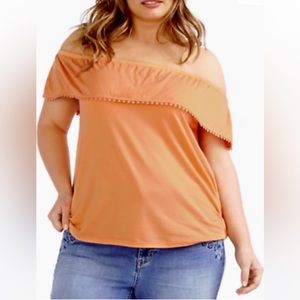 Love & Legend Orange Summer Spring Off Shoulder Blouse
